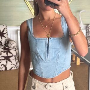 Jean crop corset top